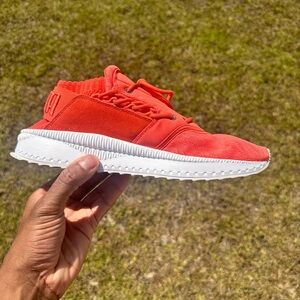 PUMA Women's Tsugi Shinsei sneakers in the Hot Coral colorway